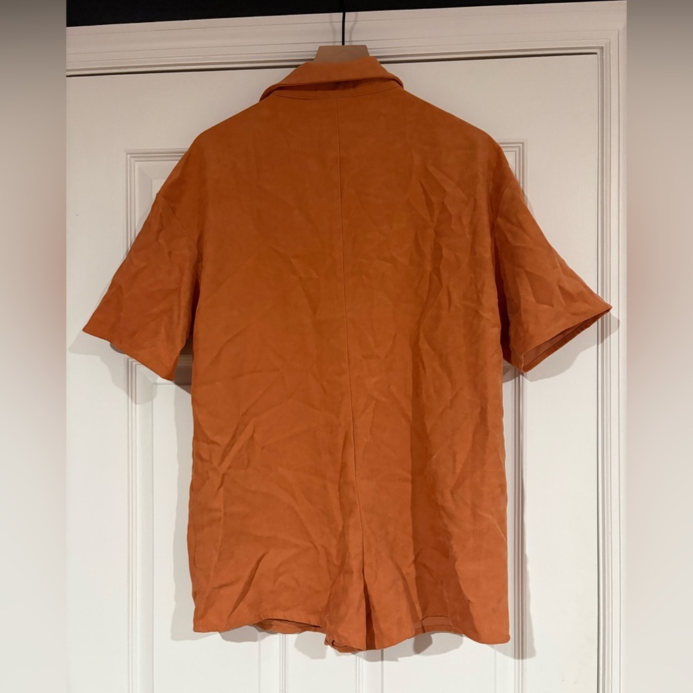 Orange Button-Up Romper - Picture 4 of 4
